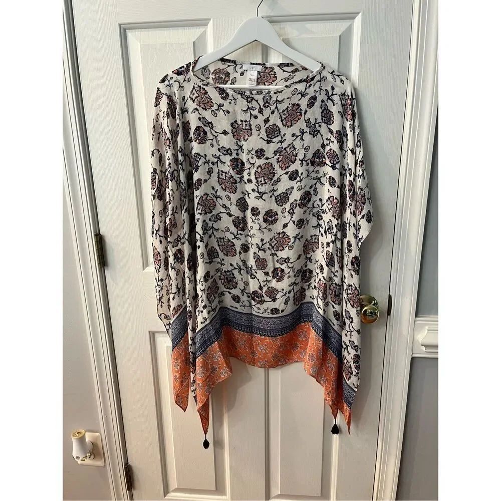J. Jill Pullover Modal Cape Kimono Tassels O/S EUC